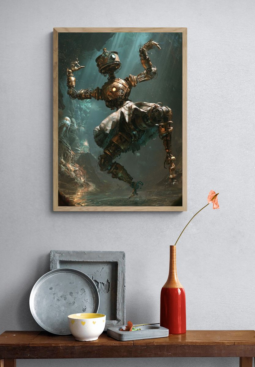 Steampunk Dancer Digital Art Poster. — room view 3