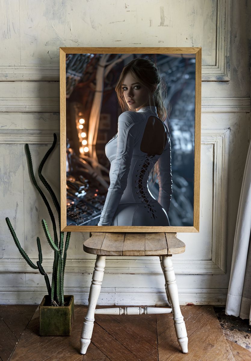 Futuristic Woman Portrait Poster. — room view 1