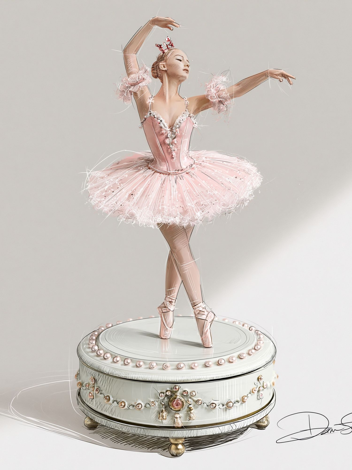 Pink Ballerina Illustration Poster. poster detail