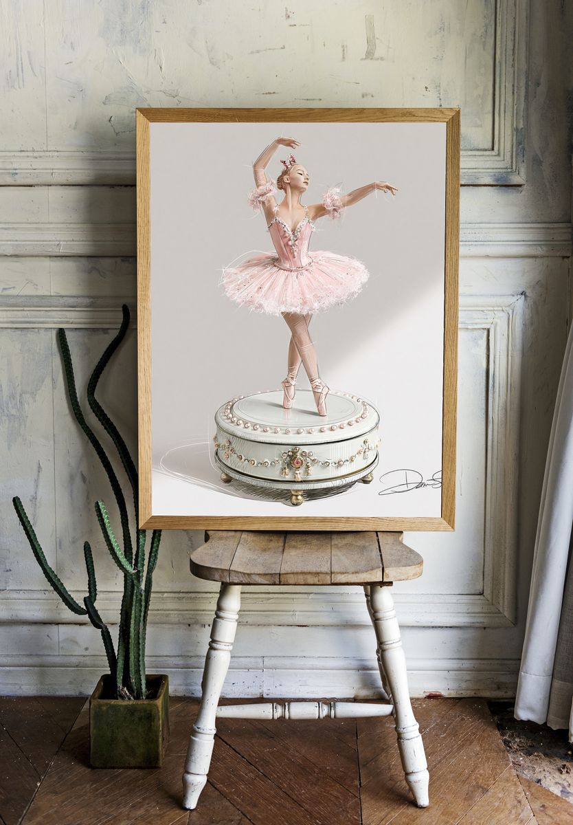 Pink Ballerina Illustration Poster. — room view 1