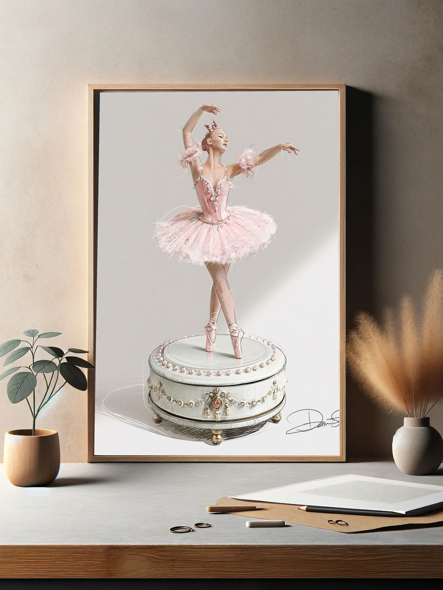 Pink Ballerina Illustration Poster. — room view 2