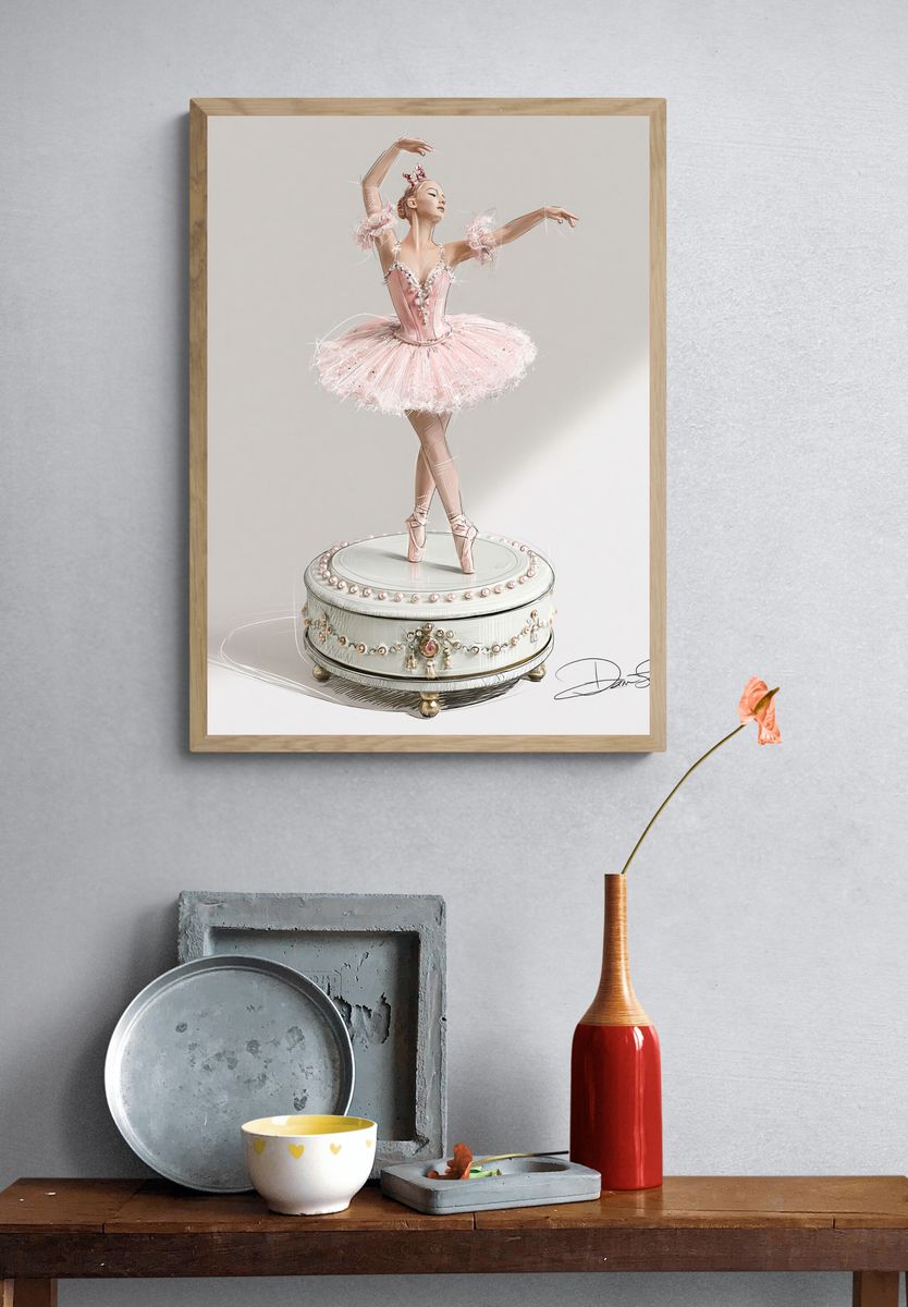 Pink Ballerina Illustration Poster. — room view 3