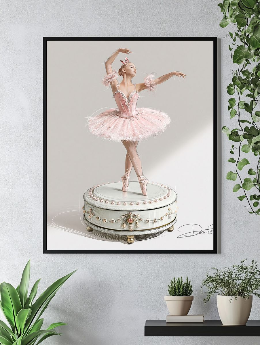 Pink Ballerina Illustration Poster. — room view 4