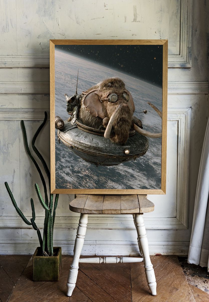 Mammoth in Space Illustration Poster. room preview