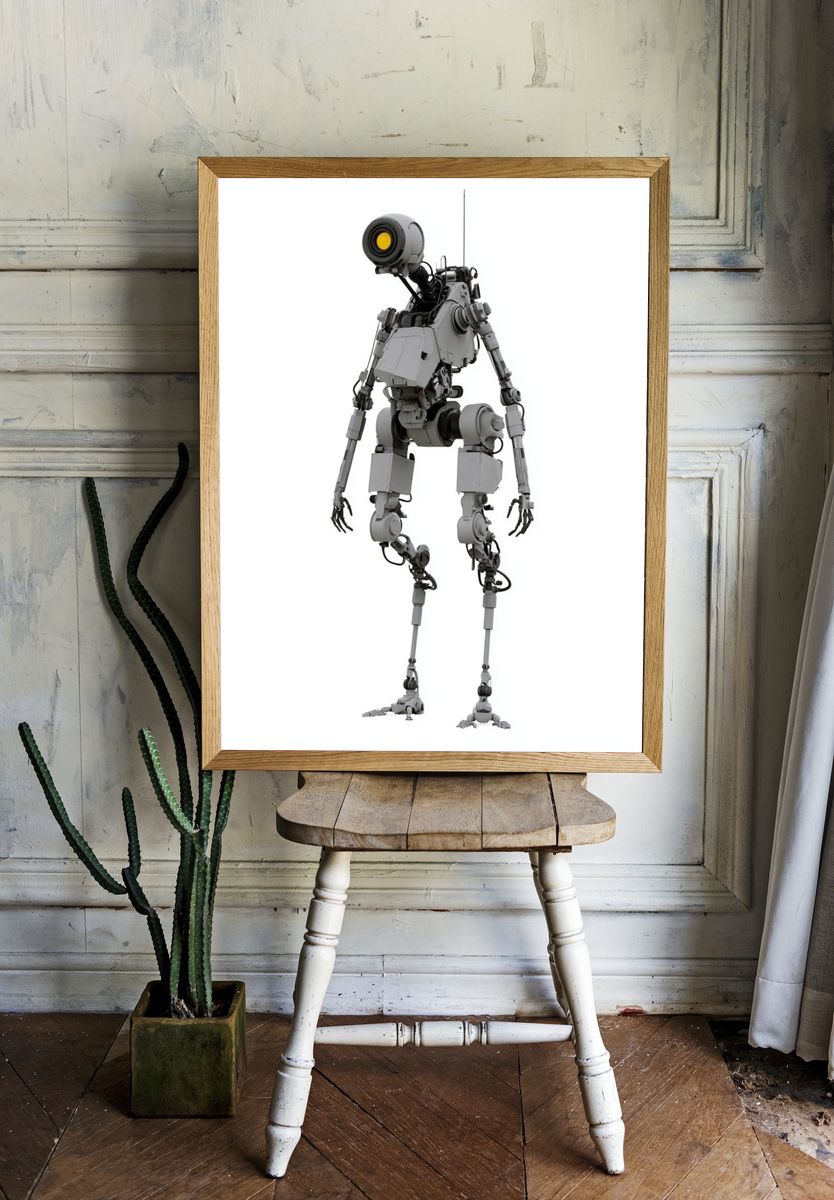 Humanoid Robot Illustration Poster. — room view 1