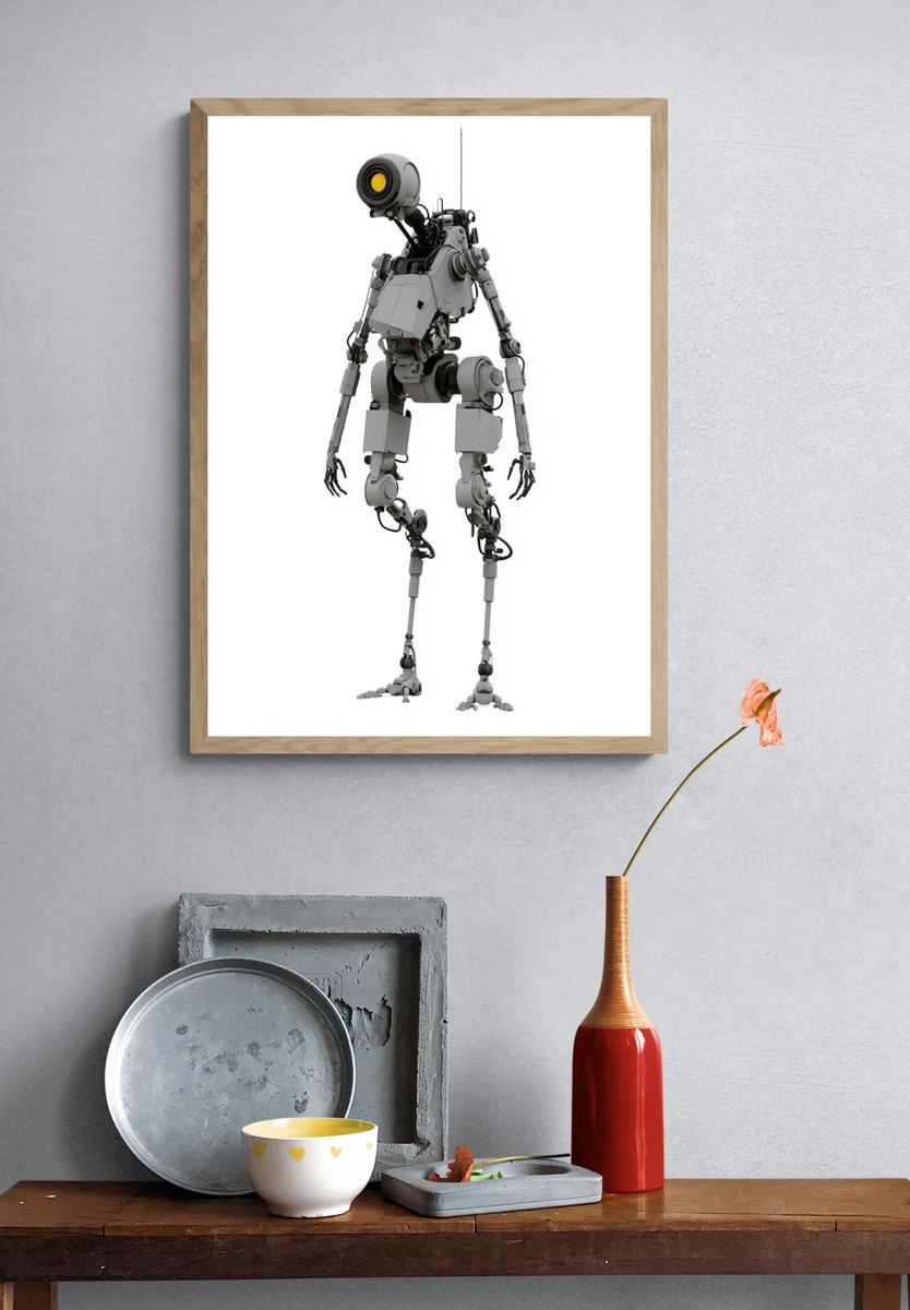 Humanoid Robot Illustration Poster. — room view 3