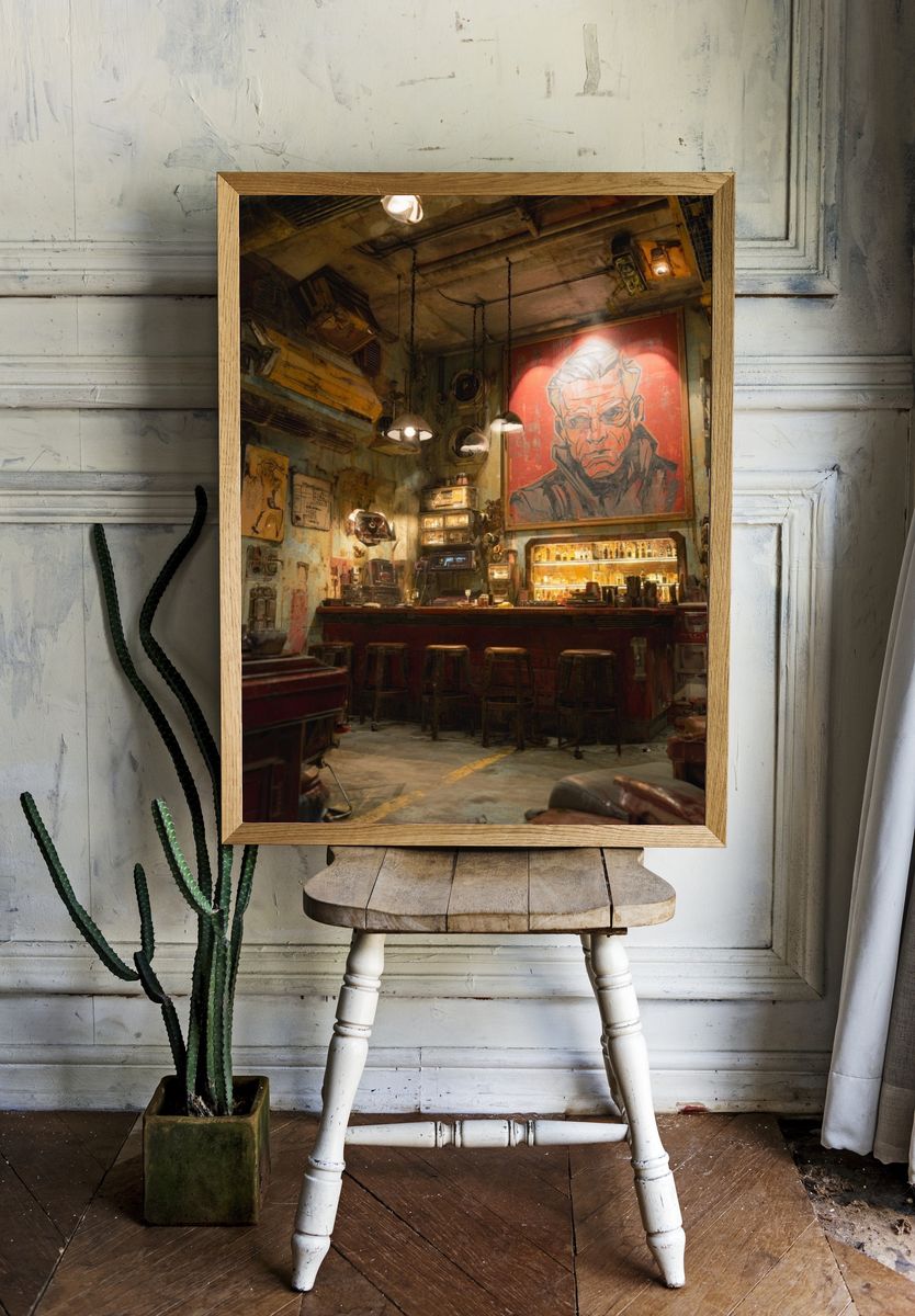 Industrial Bar Interior Illustration Poster. room preview