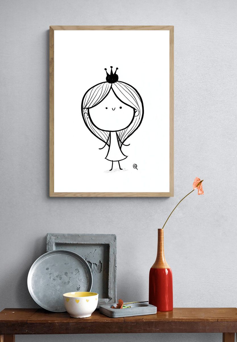 Cute Princess Line Art Print. — room view 3