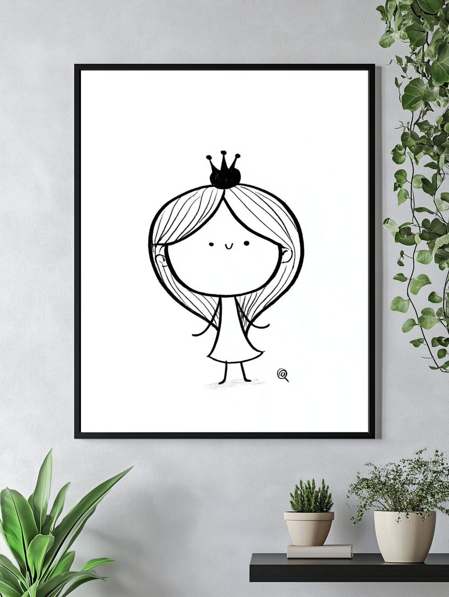 Cute Princess Line Art Print. — room view 4
