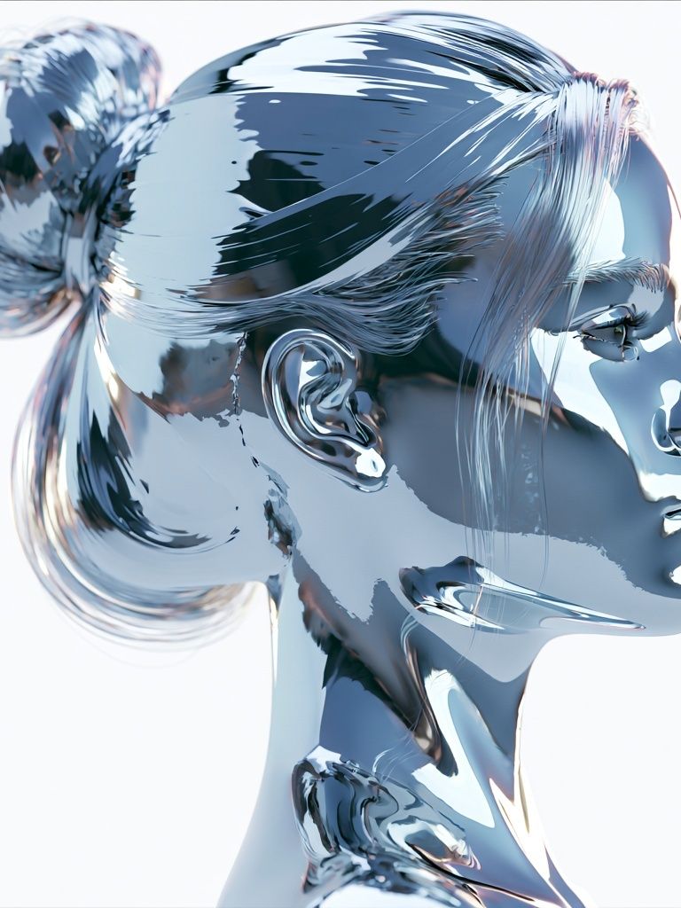 Chrome Woman Profile Illustration Poster. poster — illustration art