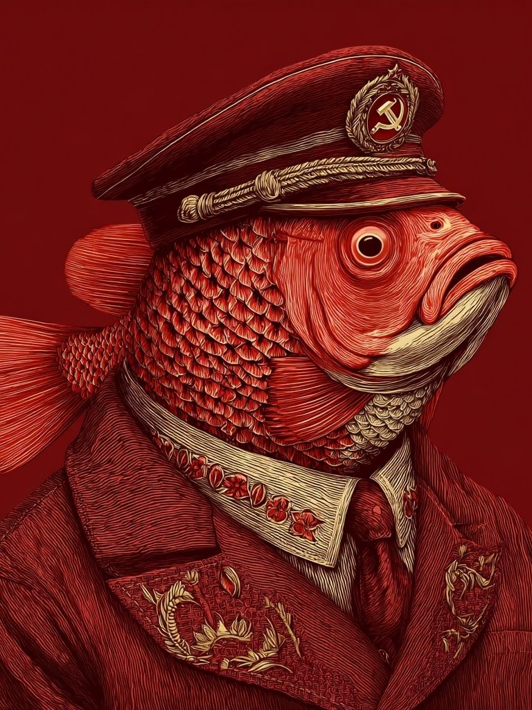Soviet Fish Portrait Illustration Poster. poster — illustration art