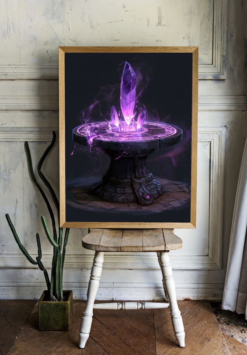 Arcane Crystal Altar Illustration Poster. room preview