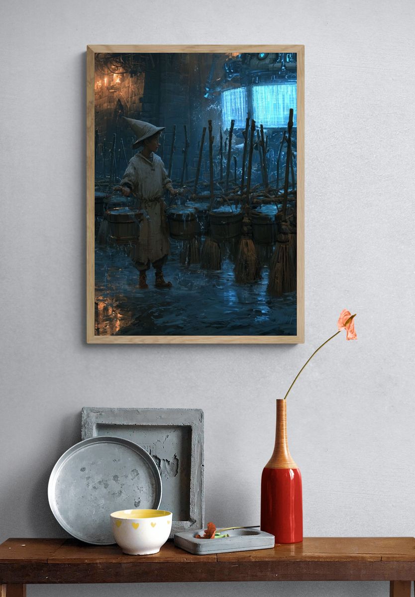 Wizard Workshop Fantasy Illustration Poster. — room view 3