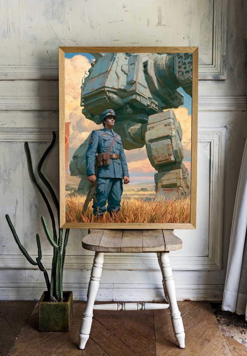 Mech Sentinel Digital Art Print. room preview