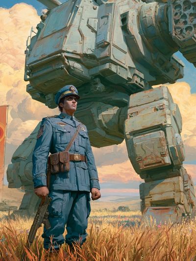 Mech Sentinel Digital Art Print. poster