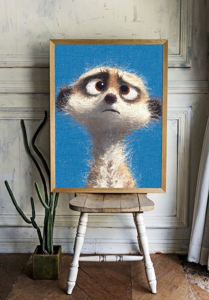 Meerkat Portrait Illustration Poster room preview