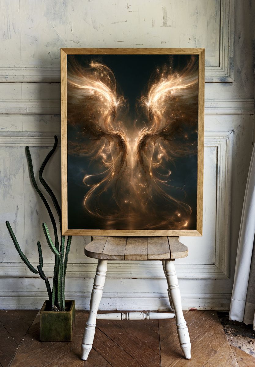 Celestial Angel Wings Illustration Poster. — room view 1
