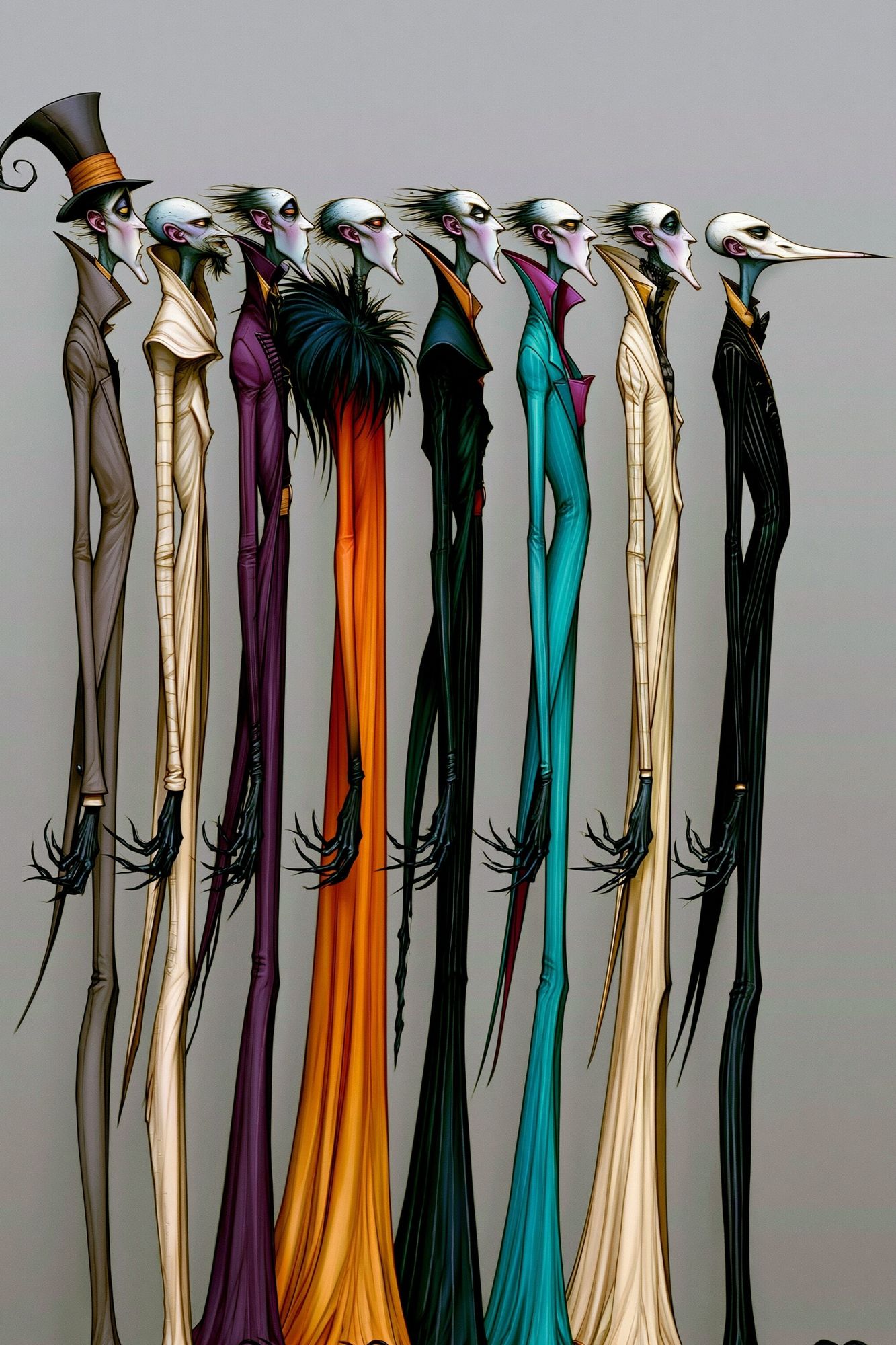 Surreal Fashion Figures Illustration Poster. poster detail