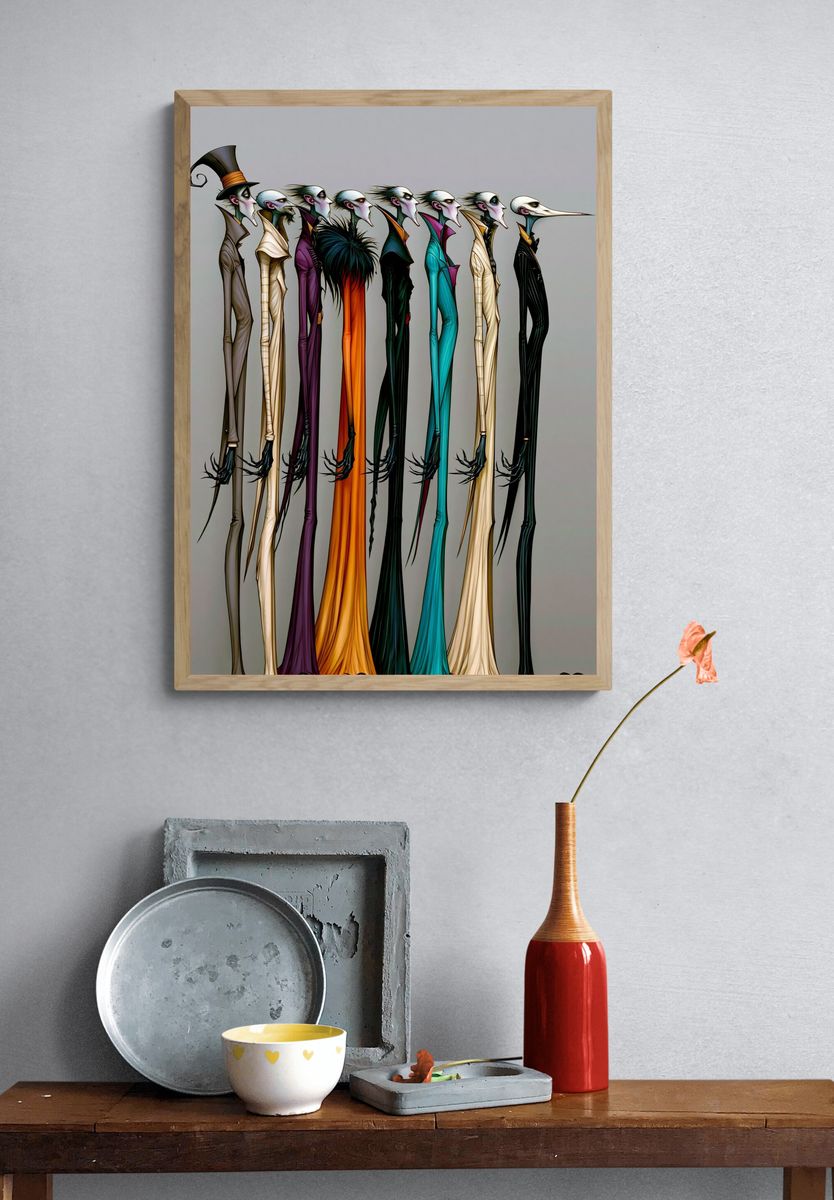 Surreal Fashion Figures Illustration Poster. — room view 3
