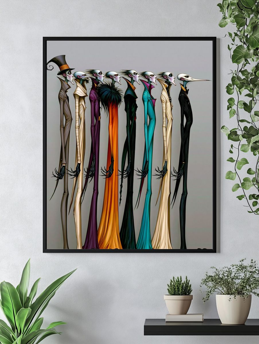 Surreal Fashion Figures Illustration Poster. — room view 4