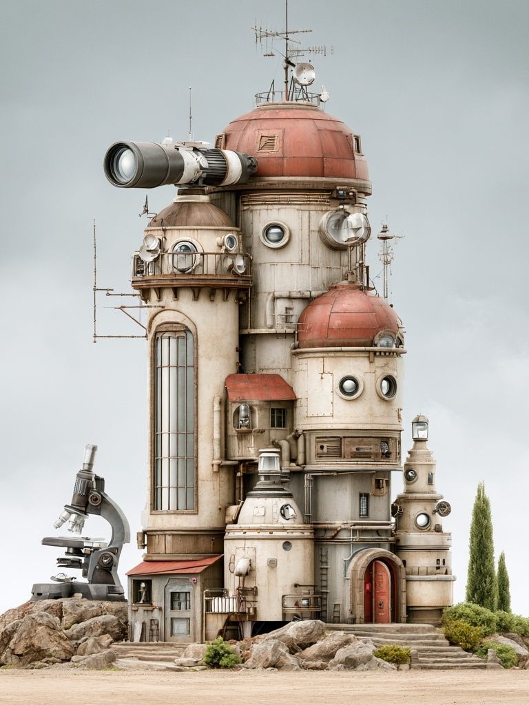 Steampunk Observatory Illustration Poster. poster detail