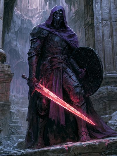 Dark Hooded Warrior Fantasy Print. poster print