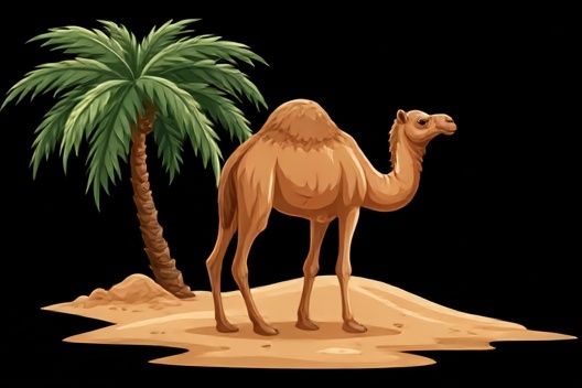 Camel Oasis Illustration Poster. poster detail