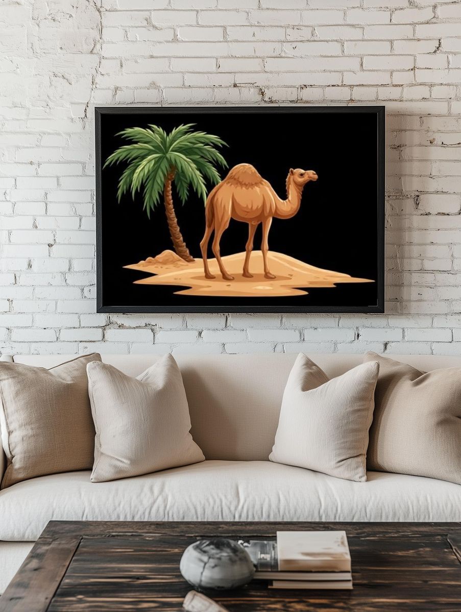 Camel Oasis Illustration Poster. room preview