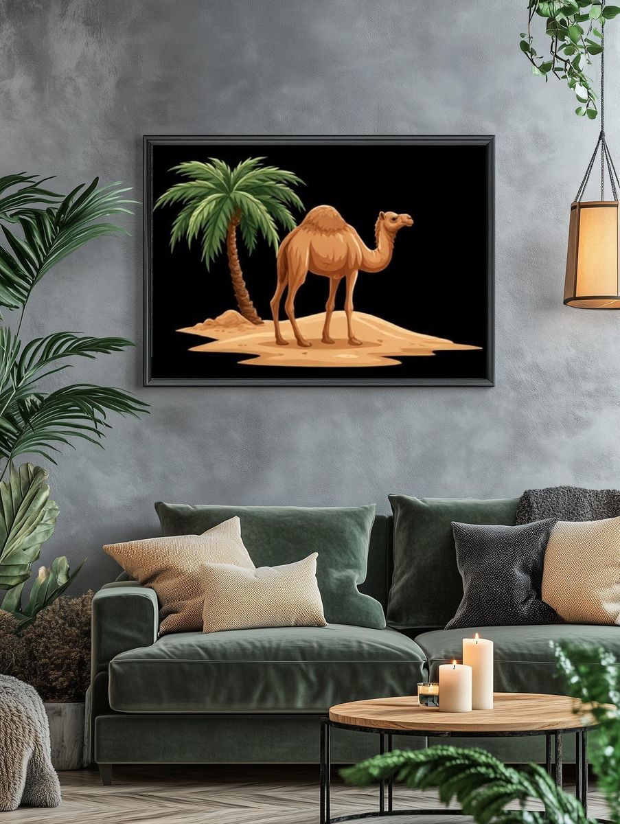 Camel Oasis Illustration Poster. — room view 4