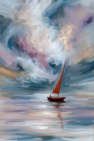 Sailboat Stormscape Illustration Poster. poster print