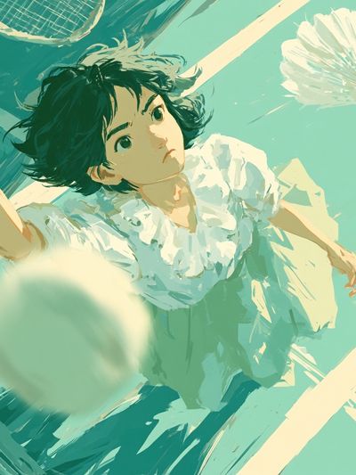 Girl Playing Badminton Illustration Poster.