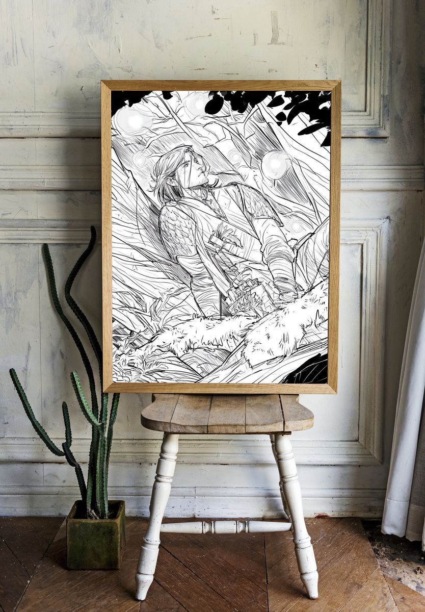 Fantasy Character Sketch Poster. — room view 1