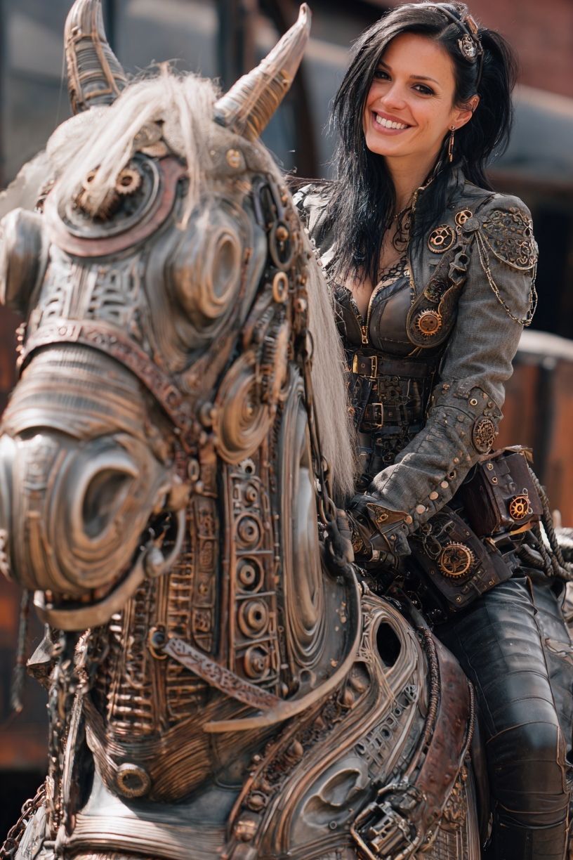 Steampunk Rider Portrait Print. poster detail
