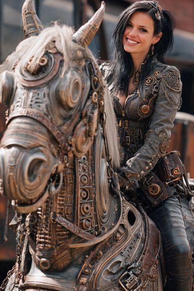 Steampunk Rider Portrait Print. poster print