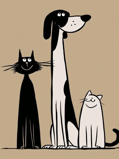 Playful Cats and Dog Illustration Poster.
