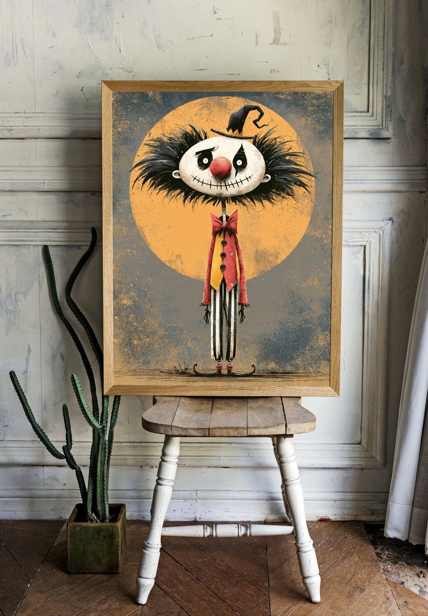 Spooky Clown Character Illustration Poster. room preview