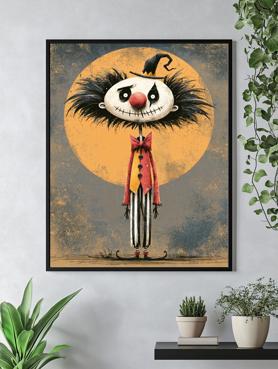 Spooky Clown Character Illustration Poster. — room view 4