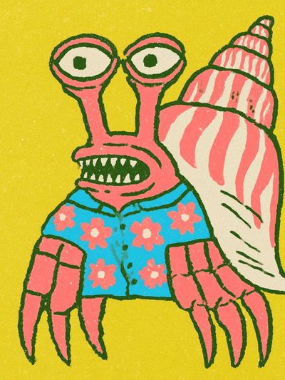 Pink Snail Crab Illustration Poster. poster