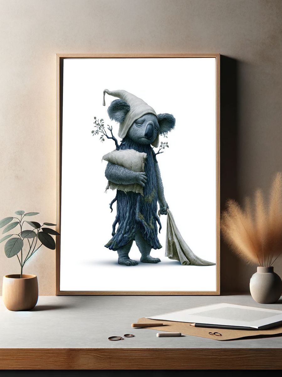 Sleepy Koala Illustration Poster. — room view 2