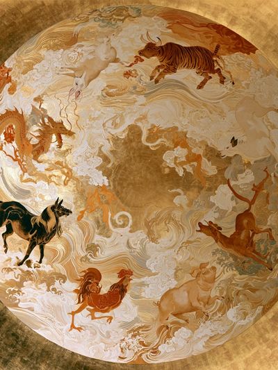 Celestial Zodiac Horses Illustration Poster.