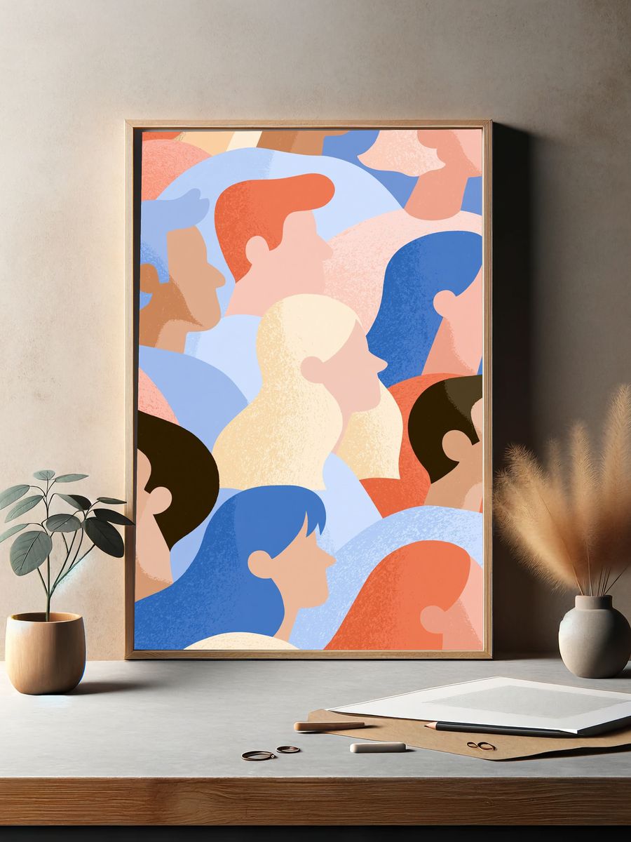 Abstract Crowd Illustration Poster. — room view 2