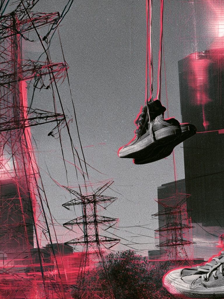 Neon Sneakers Cityscape Print. poster detail