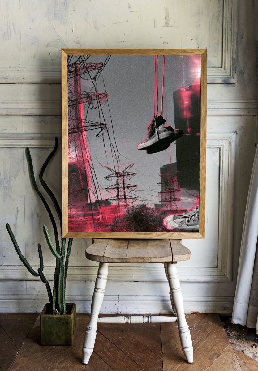 Neon Sneakers Cityscape Print. room preview