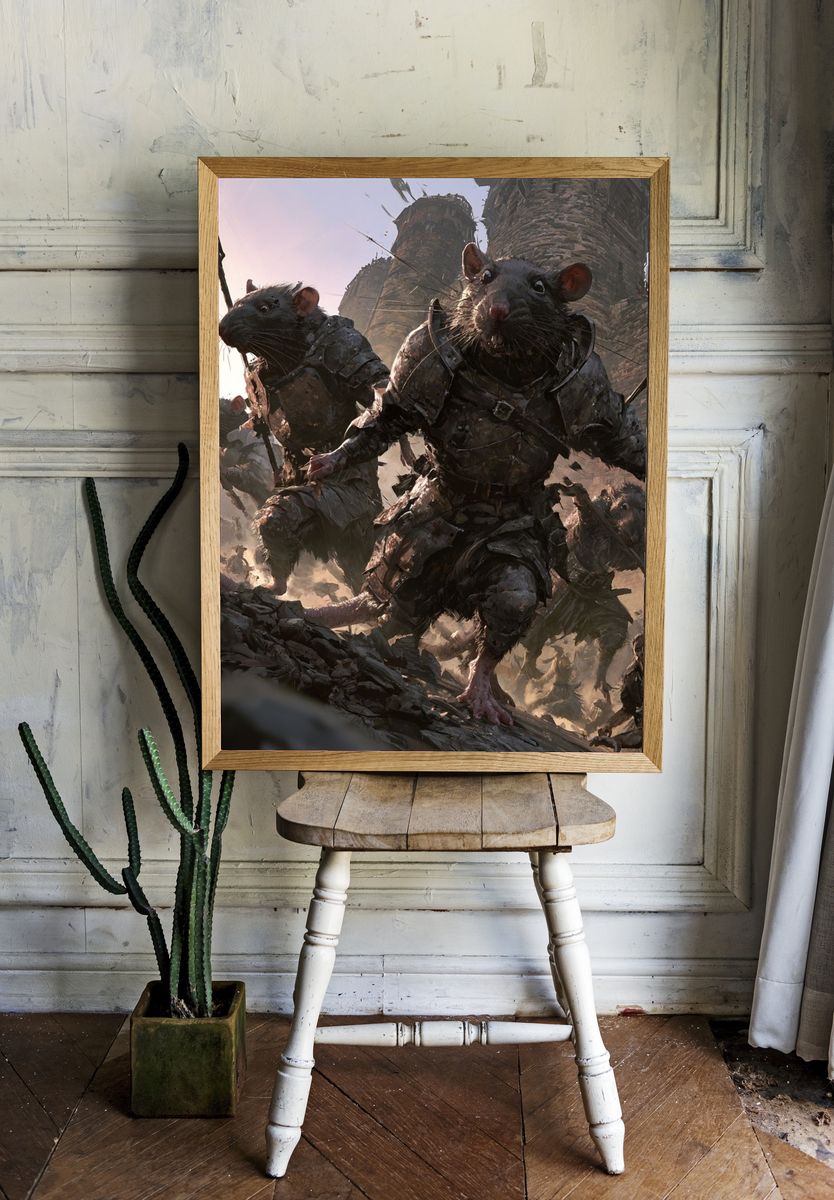 Rat Siege Fantasy Illustration Poster. — room view 1