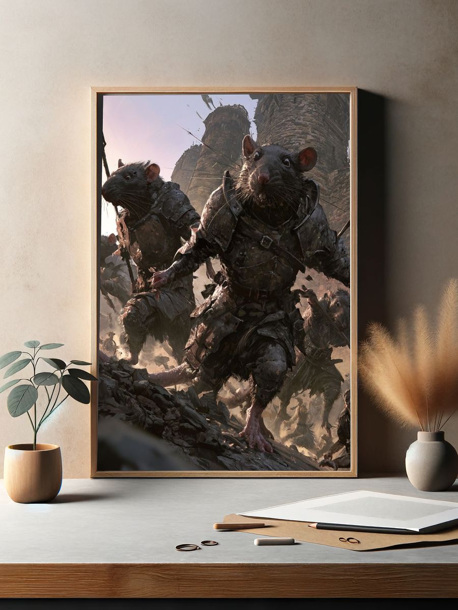 Rat Siege Fantasy Illustration Poster. — room view 2