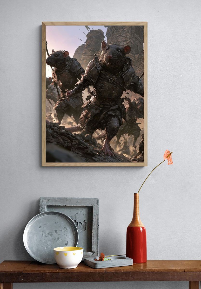 Rat Siege Fantasy Illustration Poster. — room view 3