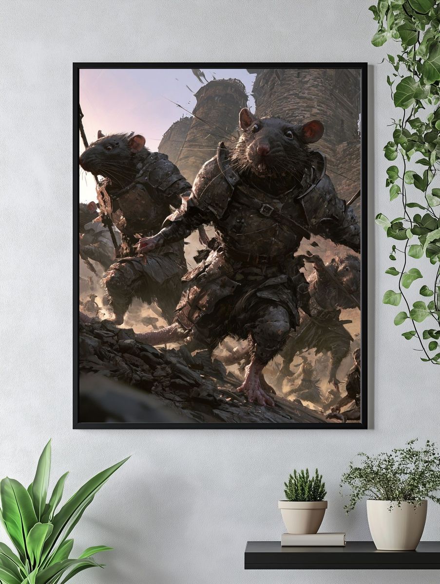 Rat Siege Fantasy Illustration Poster. — room view 4