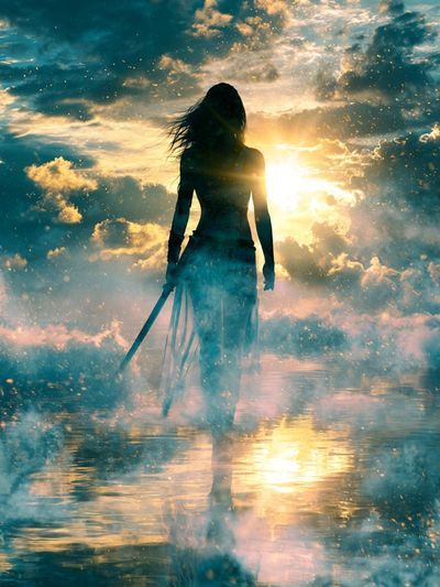Silhouette at Sunrise Illustration Print. poster