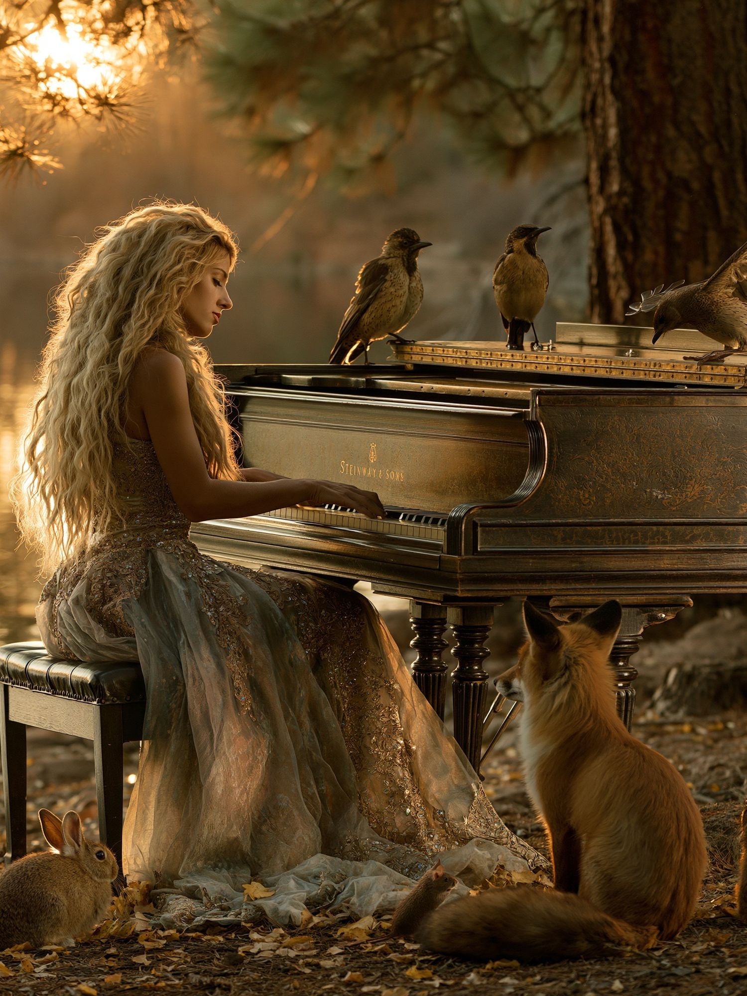 Forest Piano Dreamscape Print. poster detail