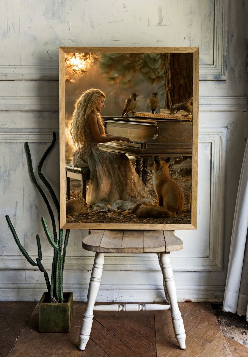 Forest Piano Dreamscape Print. room preview